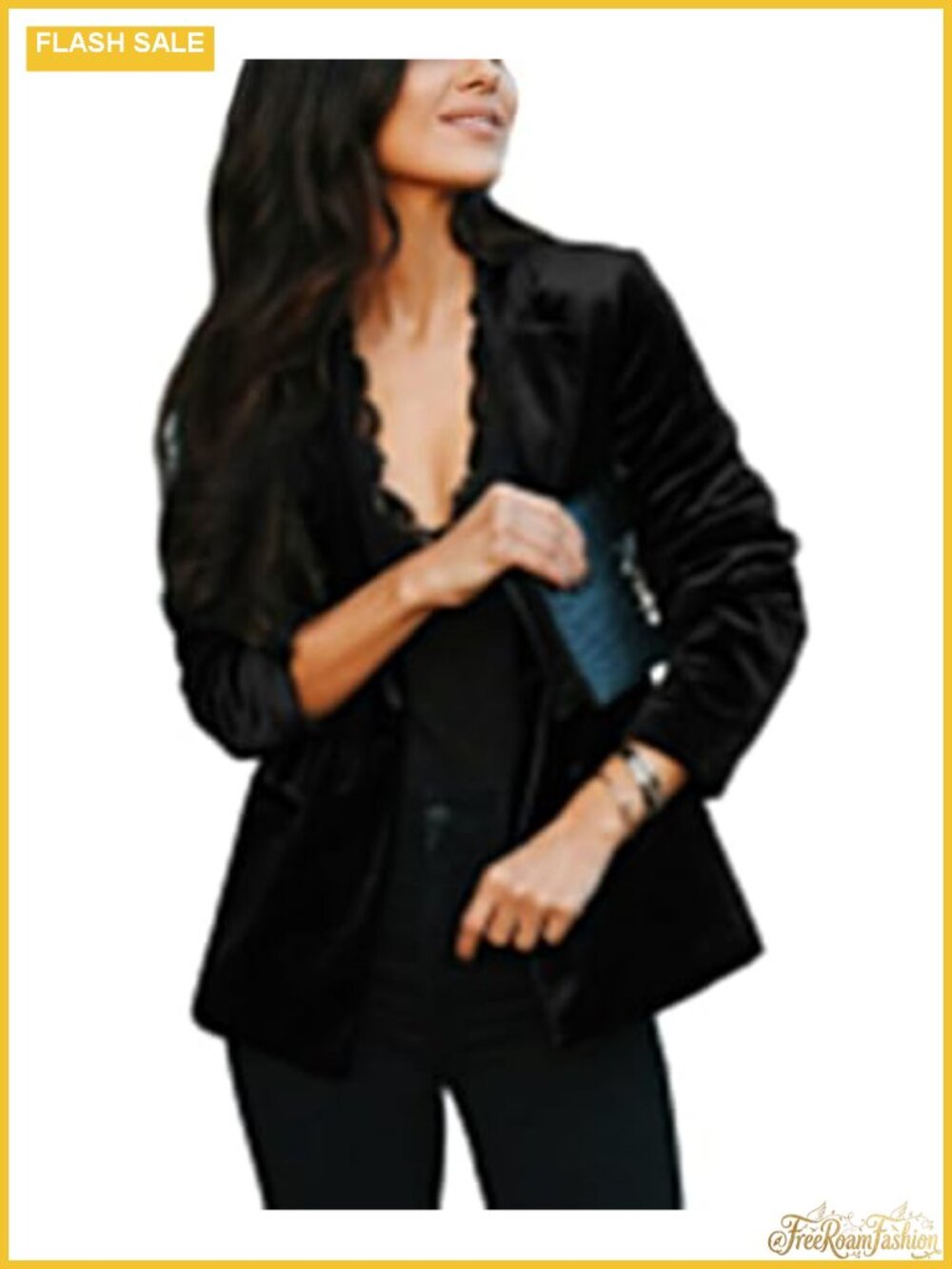 Velvet Blazer Suit Jacket Notched Lapel Business Casual Workwear